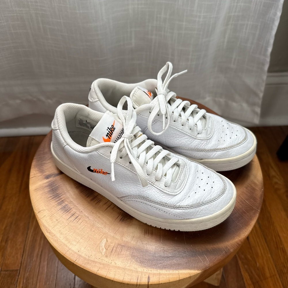 Nike Court Vintage Premium White and Orange Sneakers